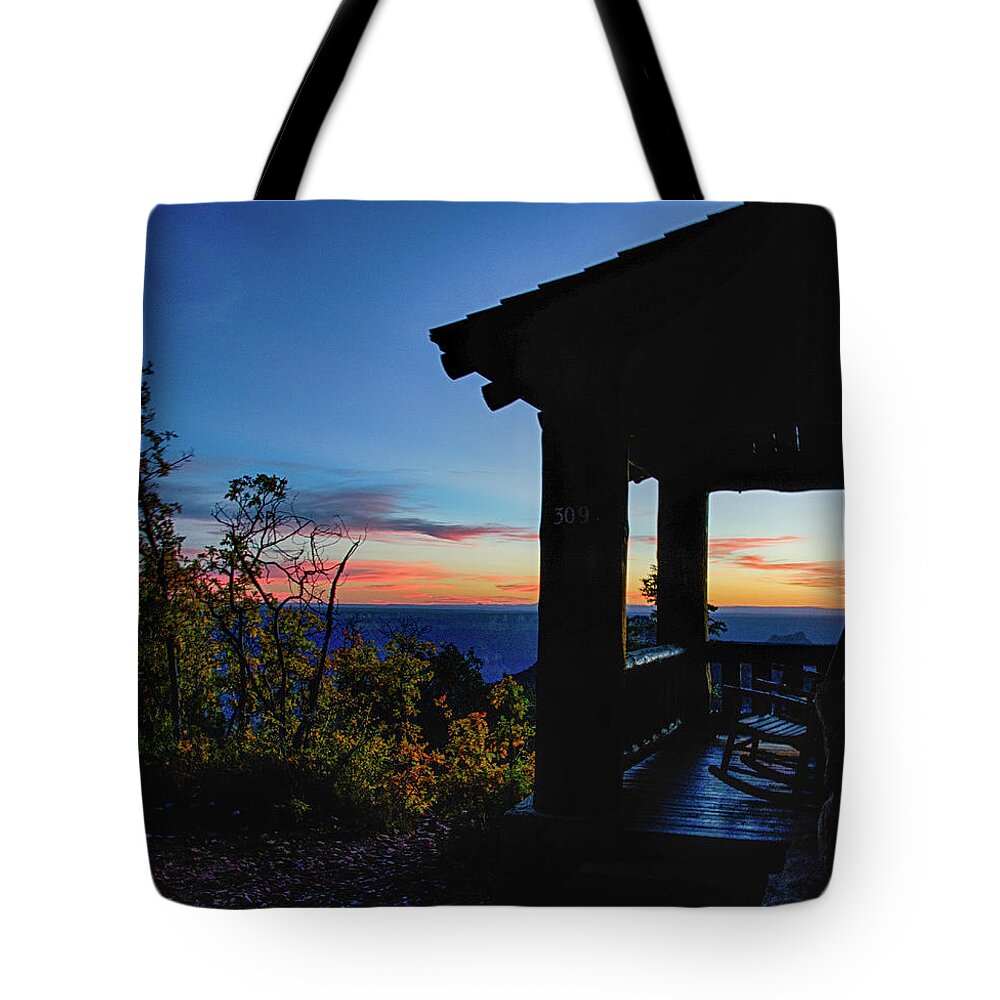 Cabin Tote Bag featuring the photograph Ready for sunset by Gaelyn Olmsted