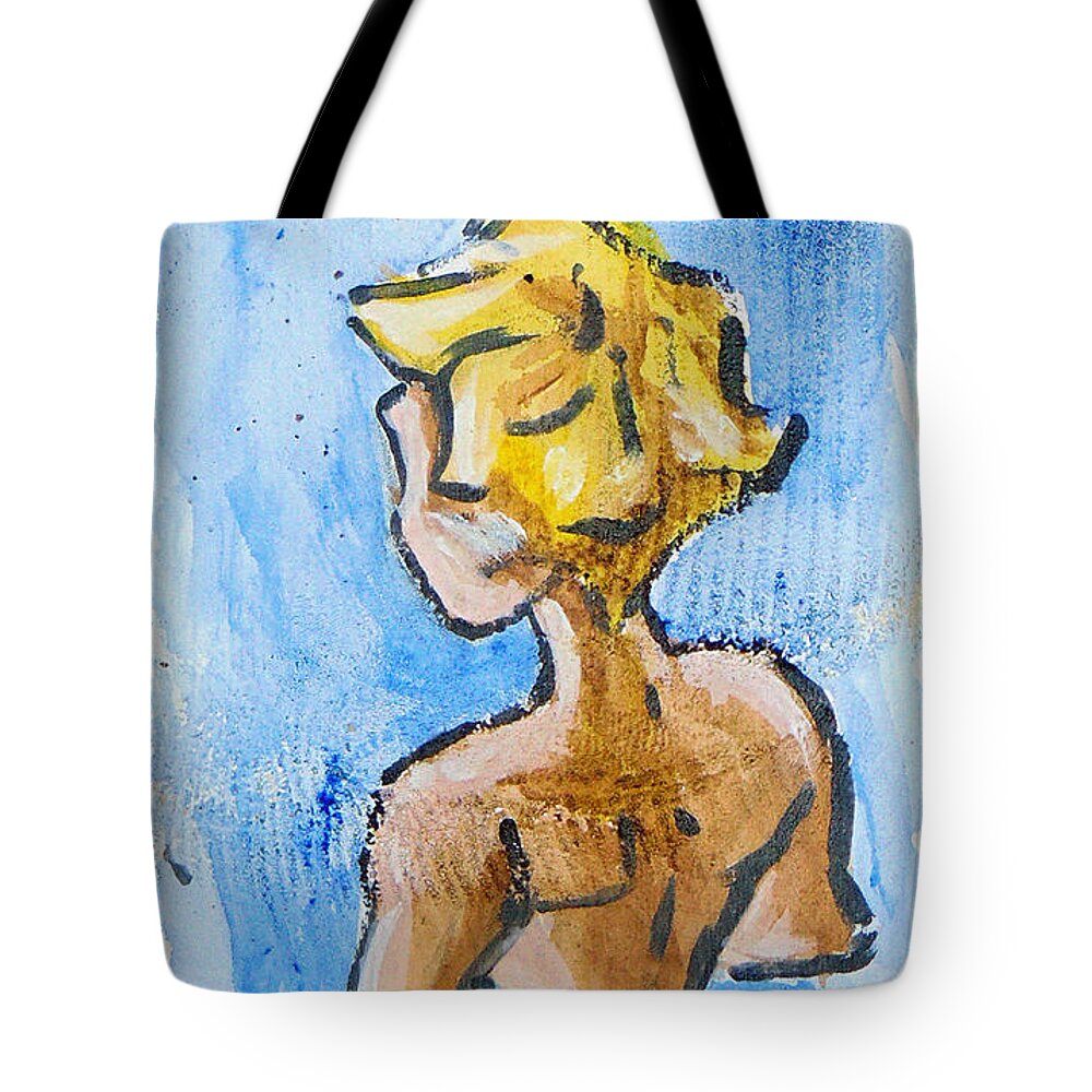  Tote Bag featuring the drawing Ready to spar by Loretta Nash