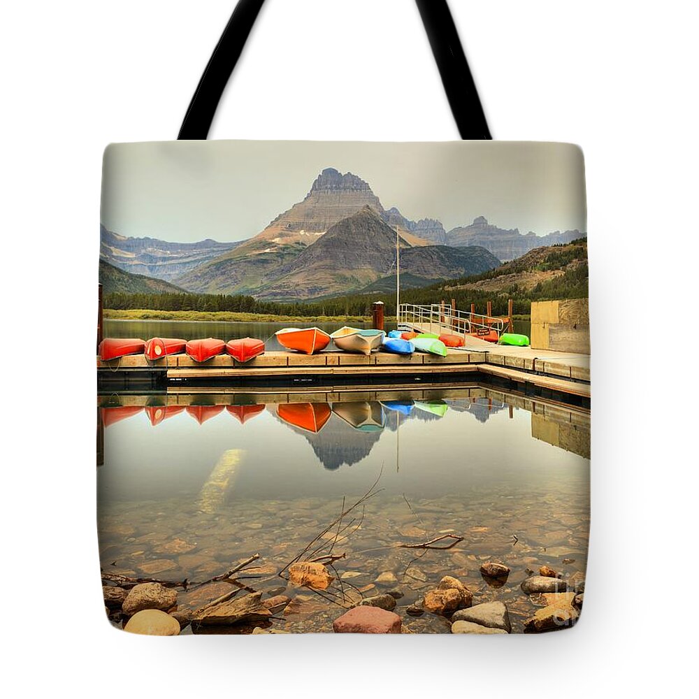 Swiftcurrent Boat Tote Bag featuring the photograph Ready To Tackle Swiftcurrent by Adam Jewell
