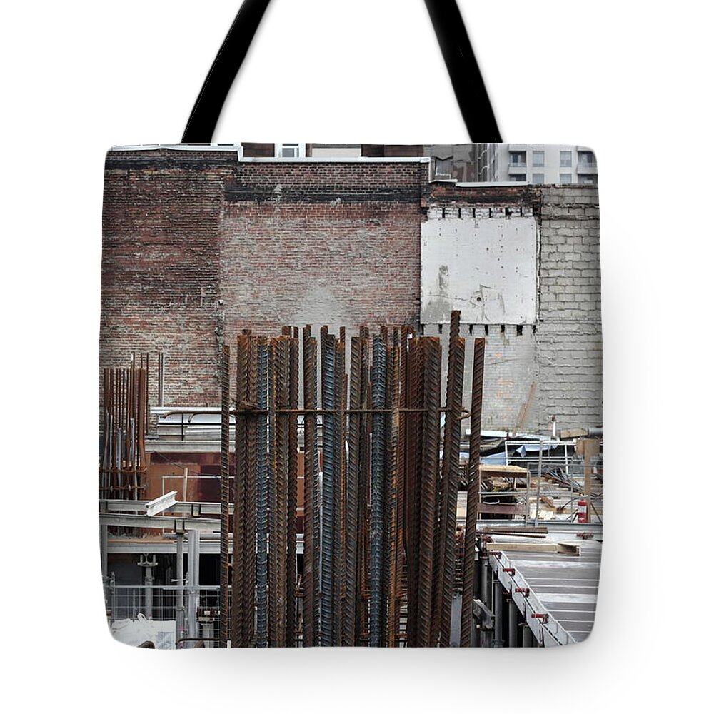 Urban Tote Bag featuring the photograph Rebar Party by Kreddible Trout