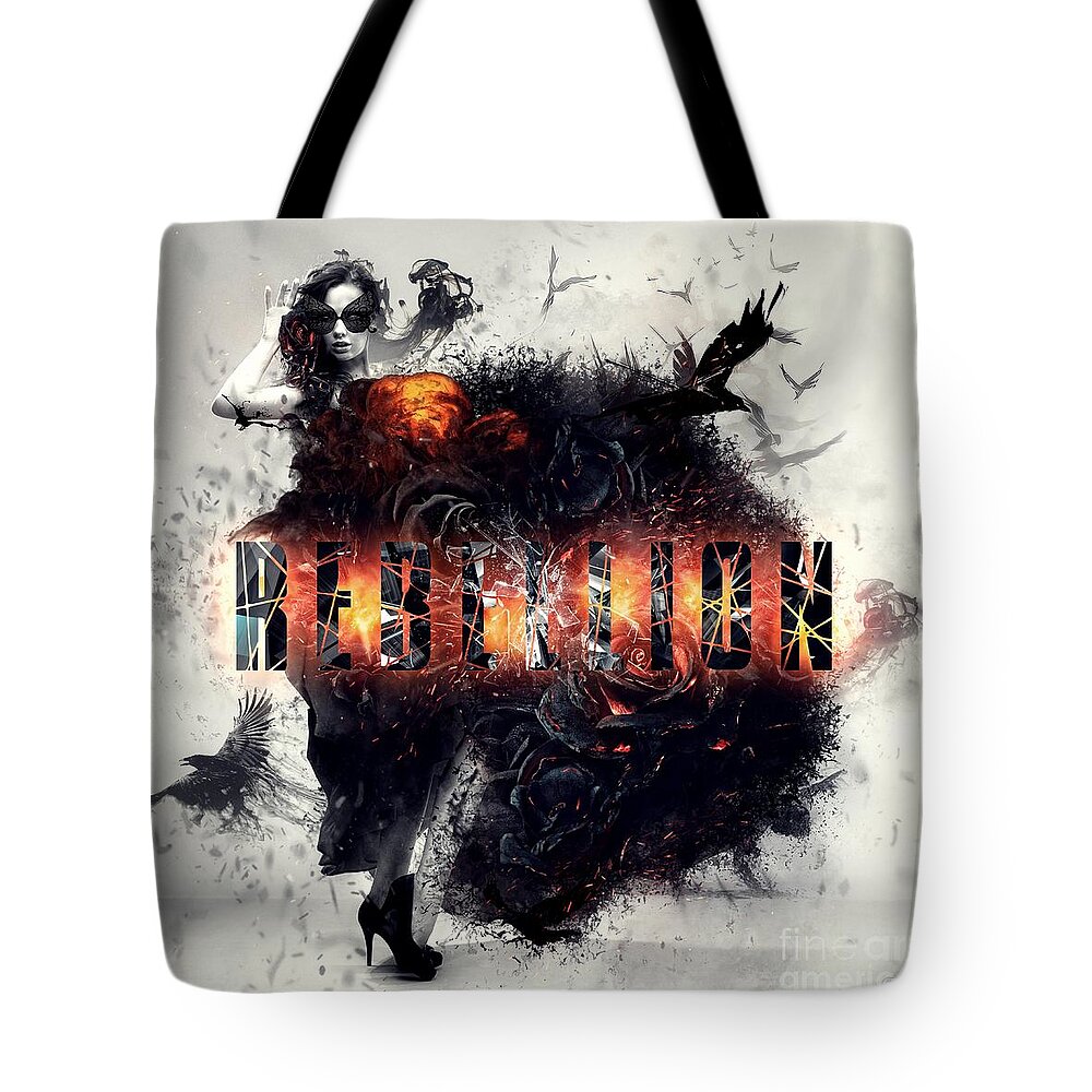 Rebellion Tote Bag featuring the digital art Rebellion by Mo T