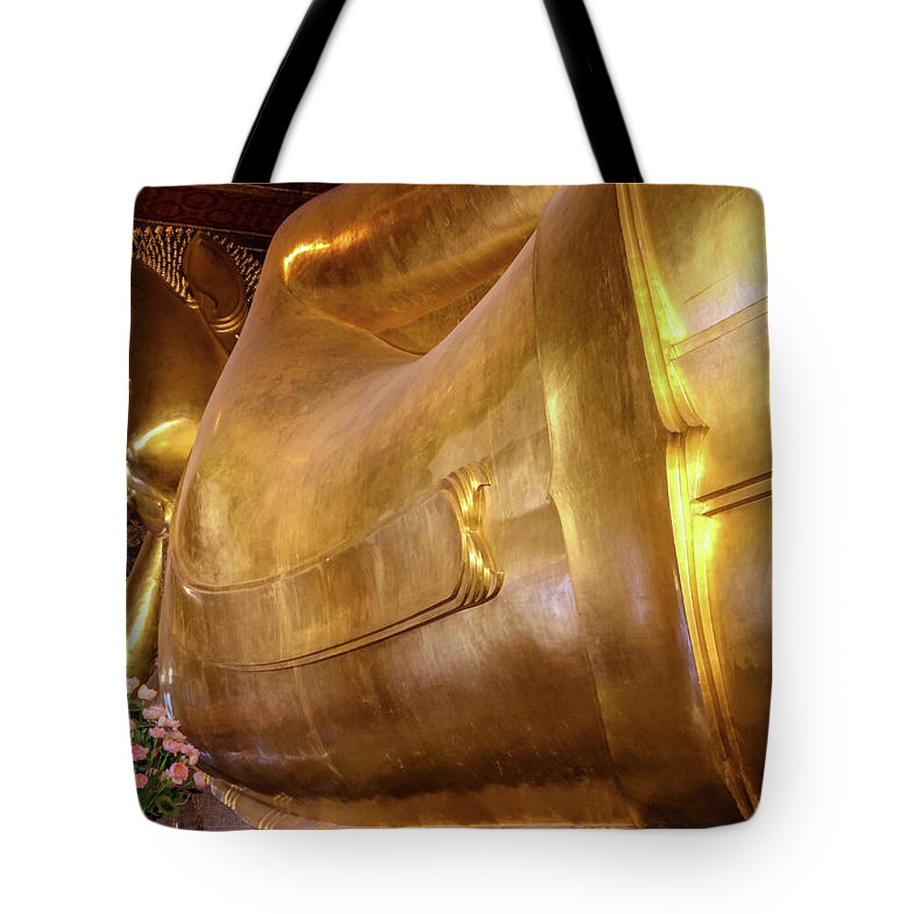 Buddha Tote Bag featuring the photograph Reclining Buddha, Bangkok, Thailand by Aashish Vaidya