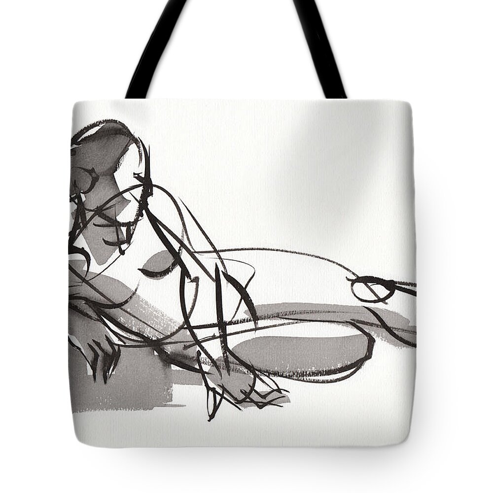 Nude Tote Bag featuring the painting Reclining by Judith Kunzle