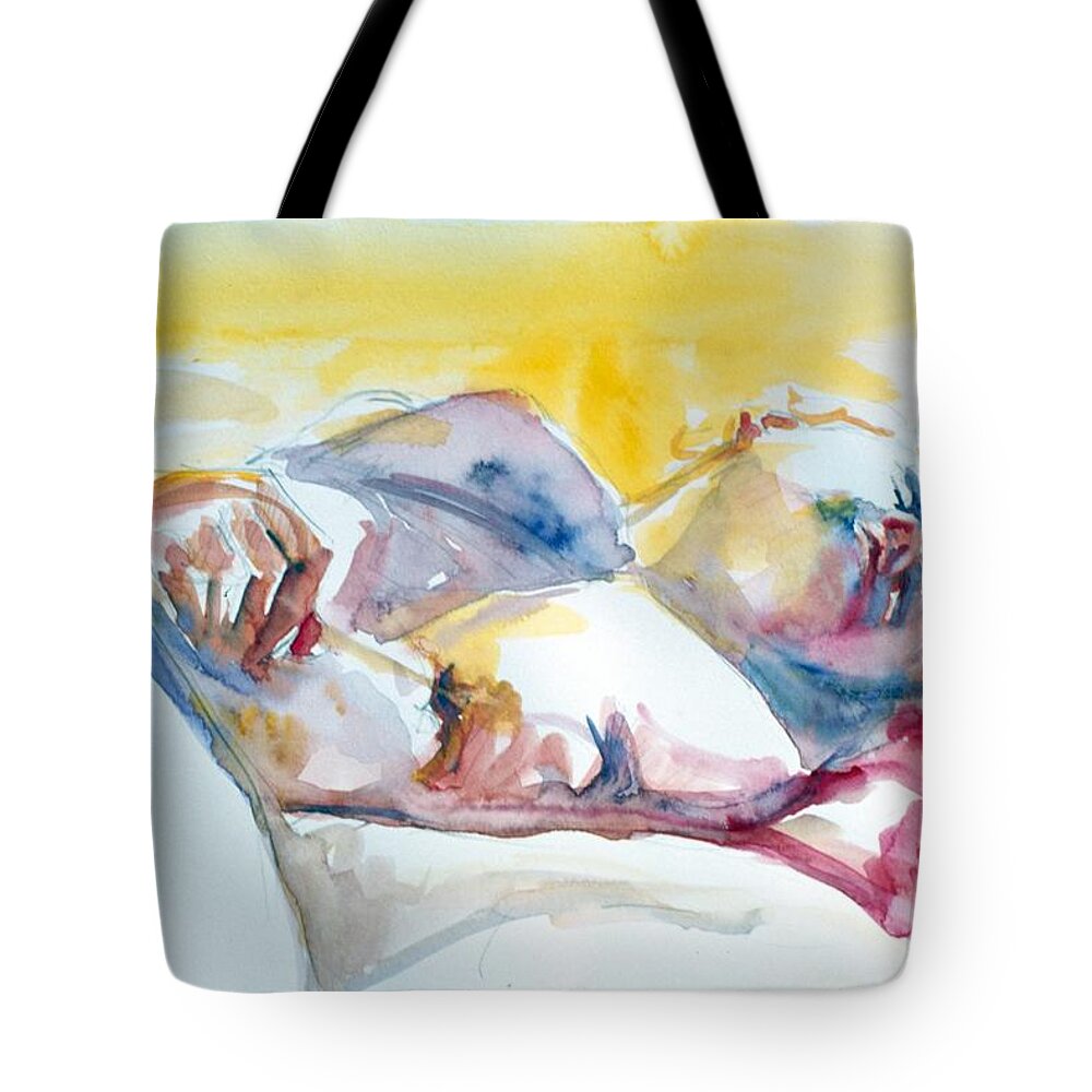 Full Body Tote Bag featuring the painting Reclining Study by Barbara Pease