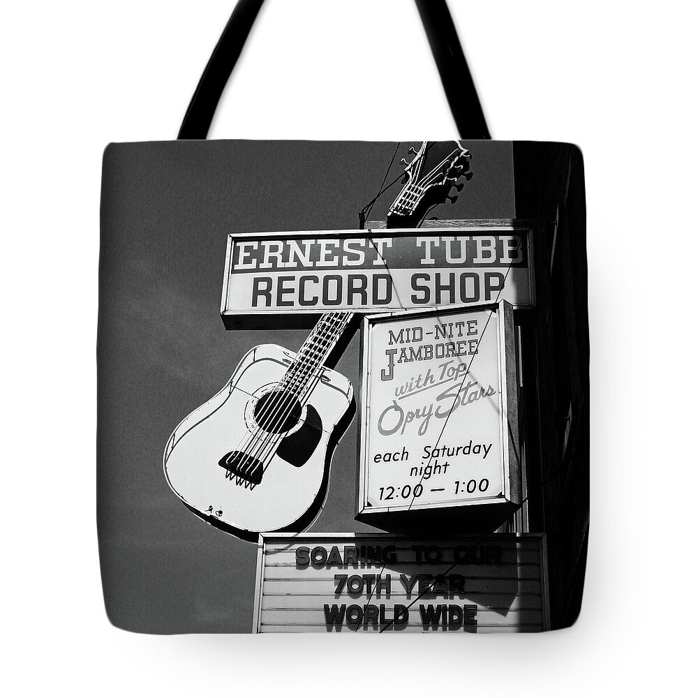 Nashville Tote Bag featuring the photograph Record Shop- by Linda Woods by Linda Woods