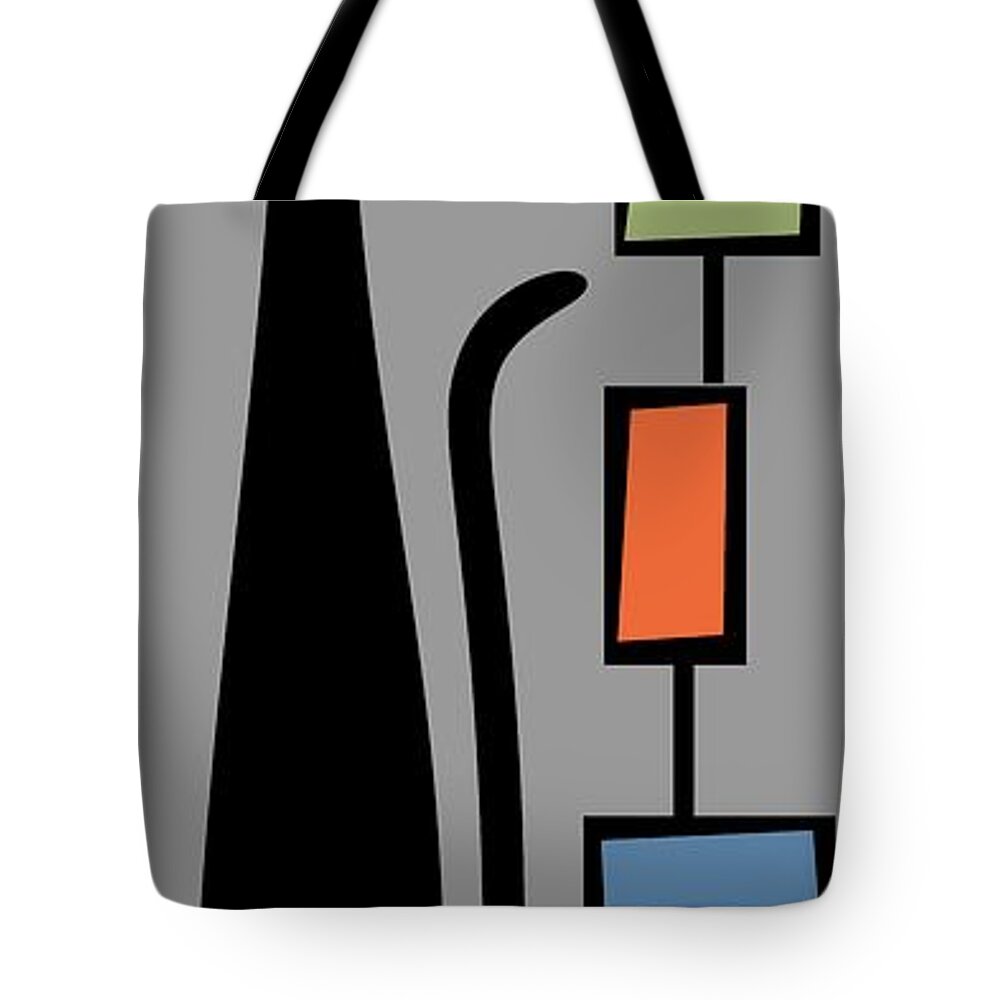  Tote Bag featuring the digital art Rectangle Cat 2 on Gray by Donna Mibus