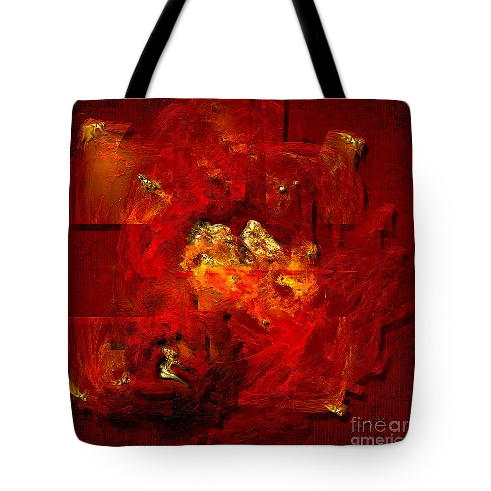 Abstract Tote Bag featuring the painting Red and gold by Alexa Szlavics