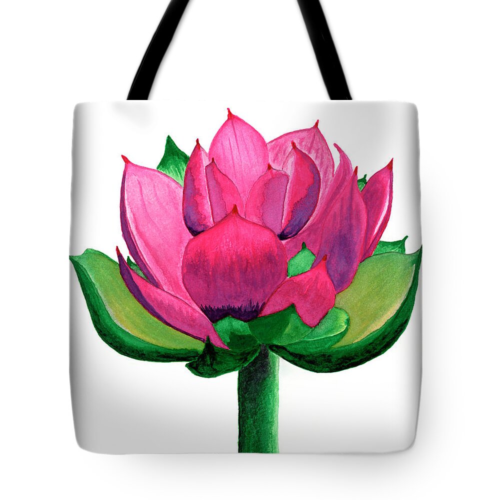 619 Tote Bag featuring the painting Red and Pink Lotus Floral Watercolor Painting 619 by Ricardos Creations