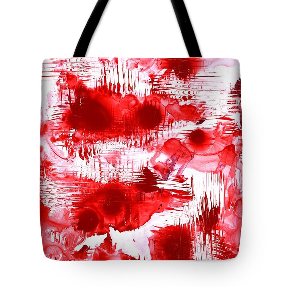 Abstract Tote Bag featuring the painting Red and White by Anastasiya Malakhova