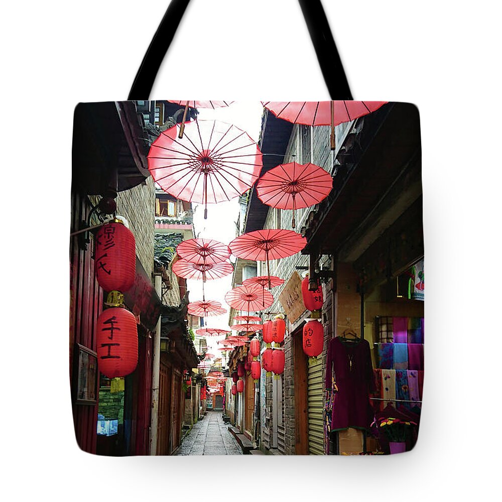 Street View Photography Tote Bag featuring the photograph Red Asia by Color Color