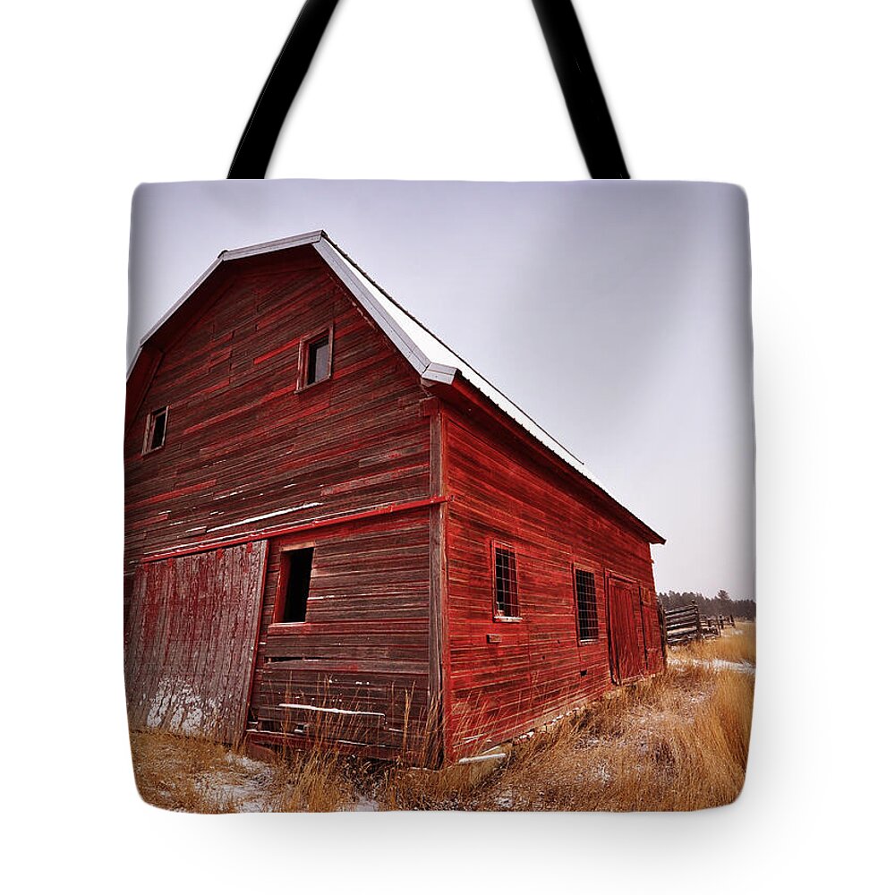 Mountain Tote Bag featuring the photograph Red Barn by Jedediah Hohf