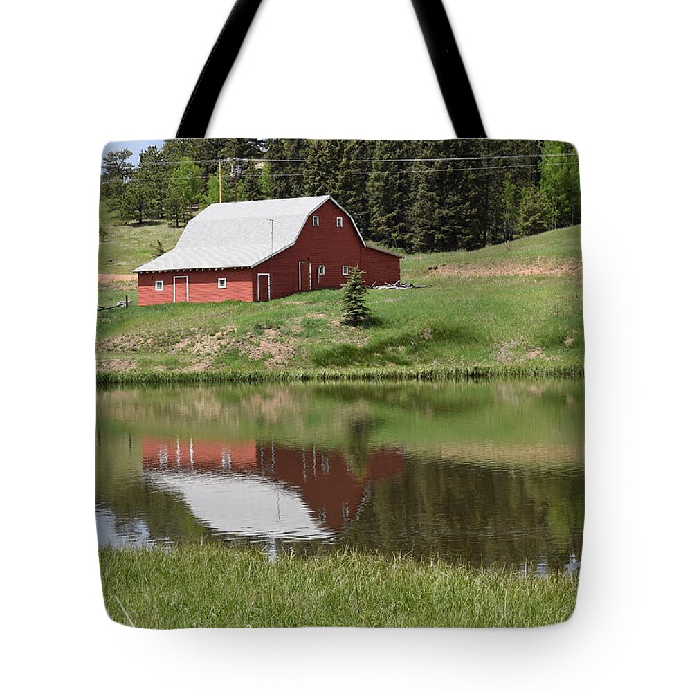 Barn Tote Bag featuring the photograph Red Barn Burgess Res Divide CO by Margarethe Binkley