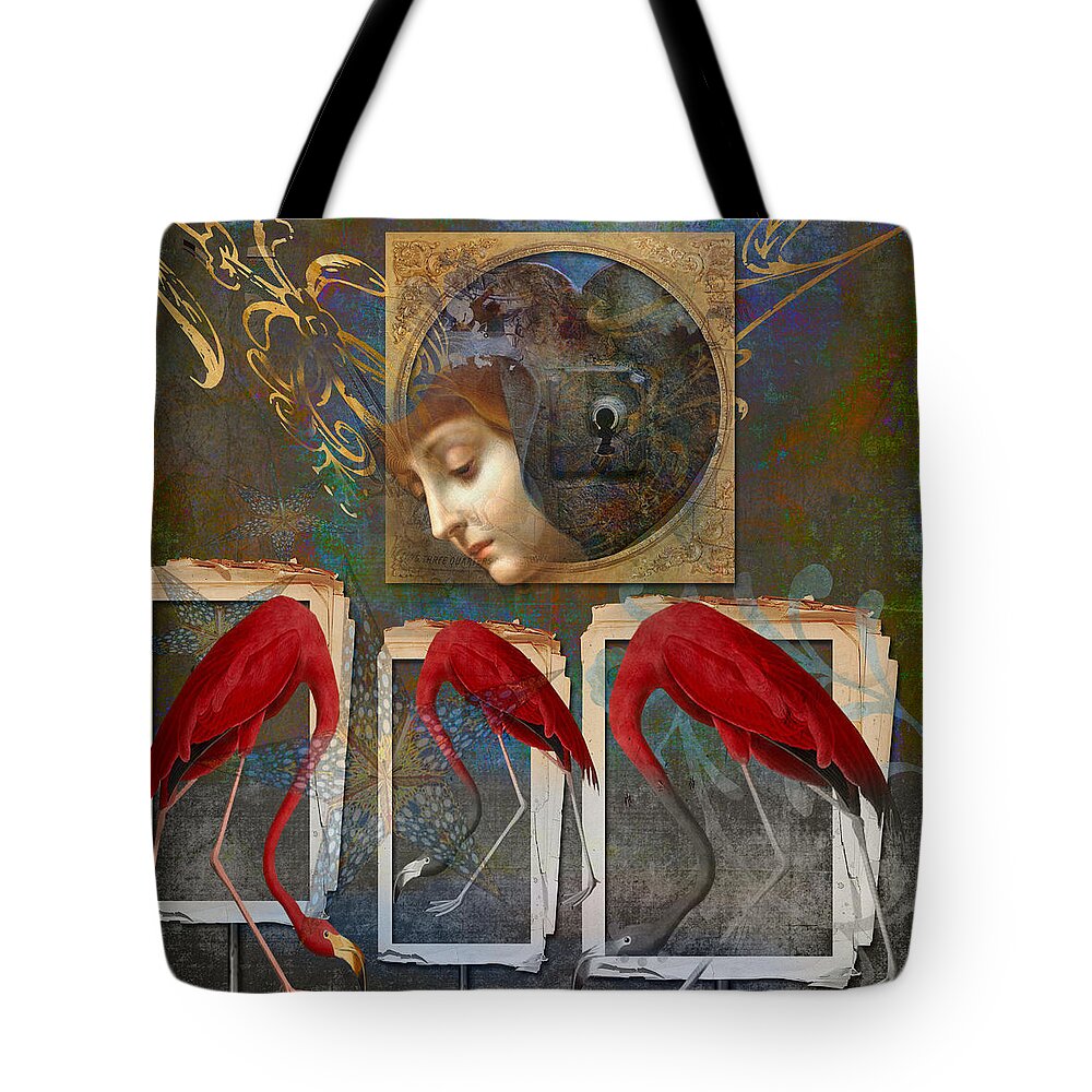 Lock Tote Bag featuring the digital art Red birds by Sue Masterson