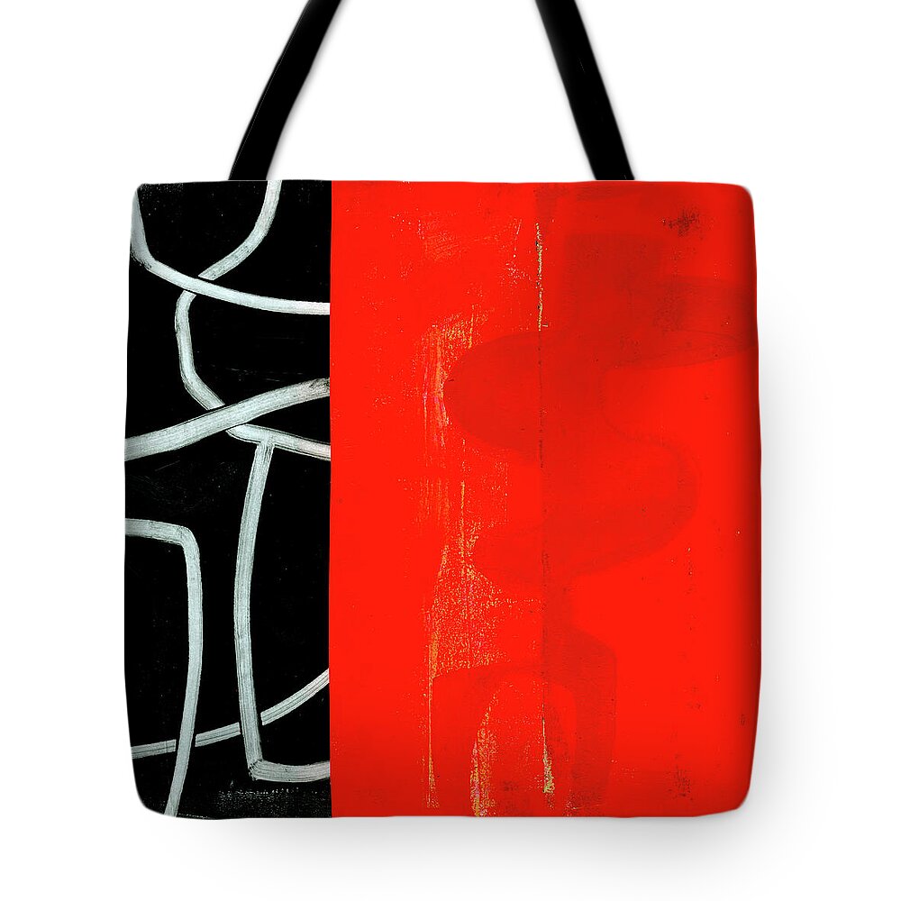 Abstract Art Tote Bag featuring the painting Red Black Print by Jane Davies
