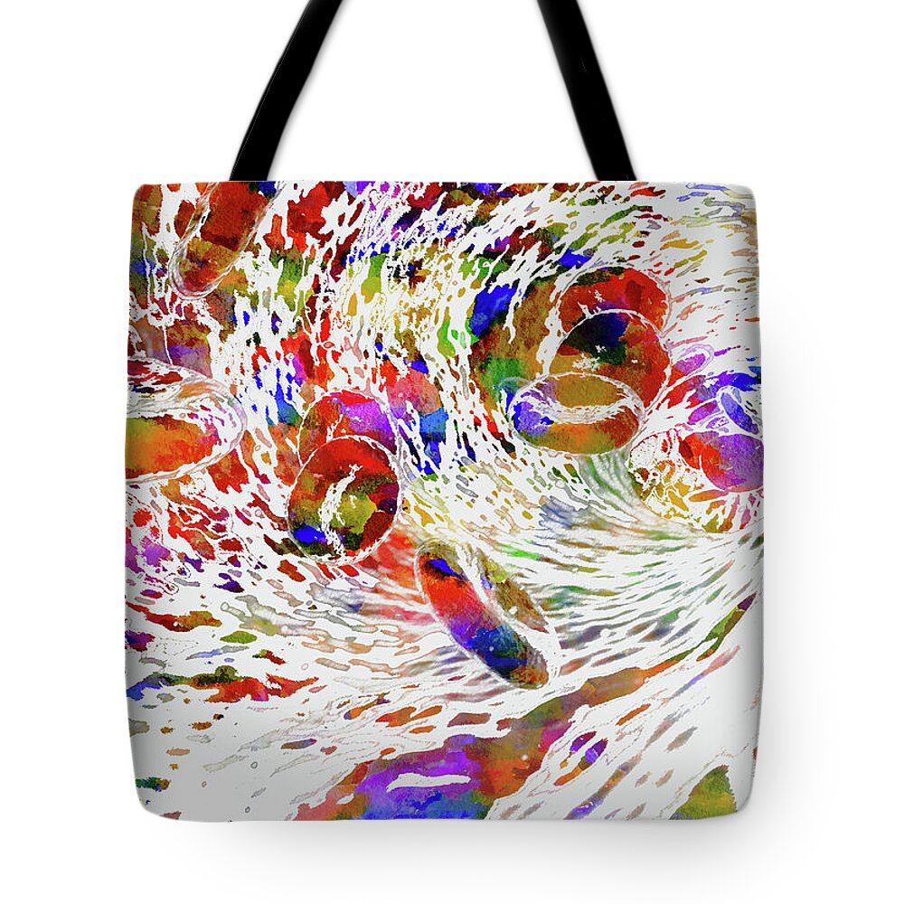 Red Blood Cells Tote Bag featuring the mixed media Red Blood Cells by Ann Leech