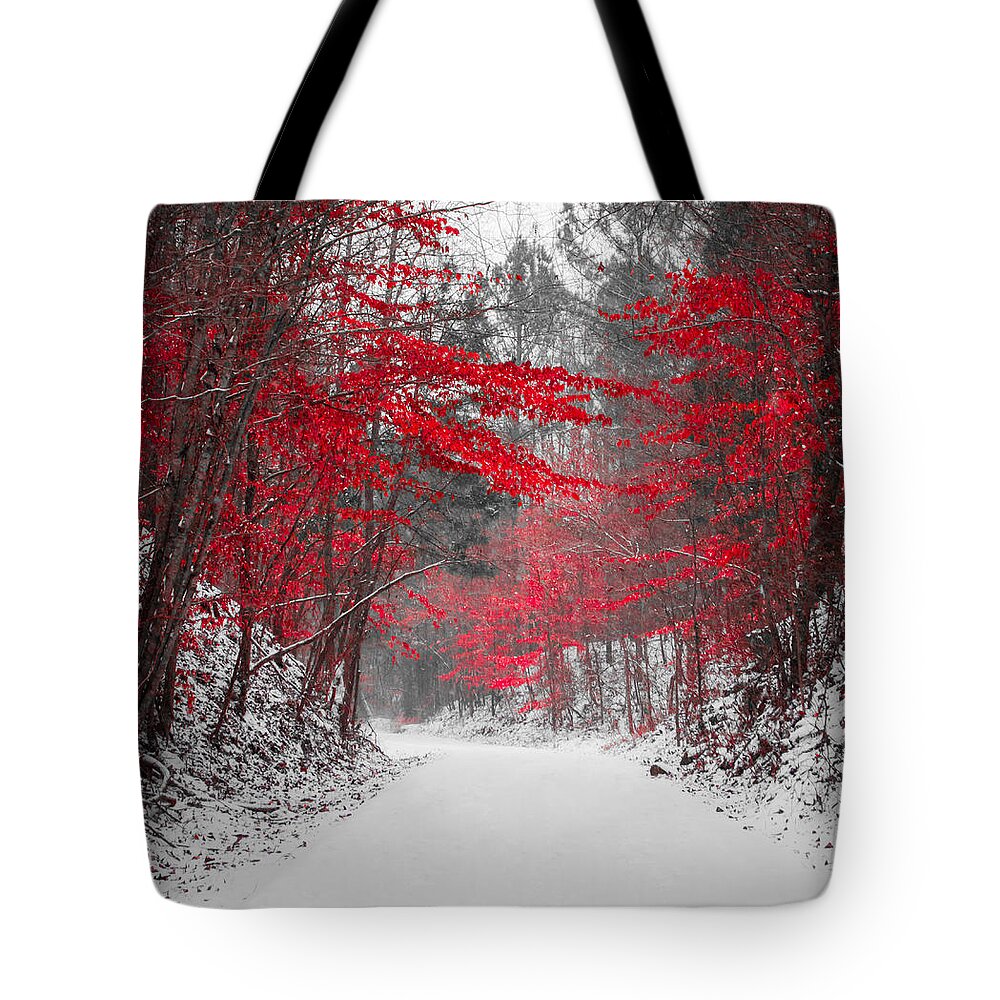 Red Blossoms Tote Bag featuring the photograph Red Blossoms Horizontal by Parker Cunningham