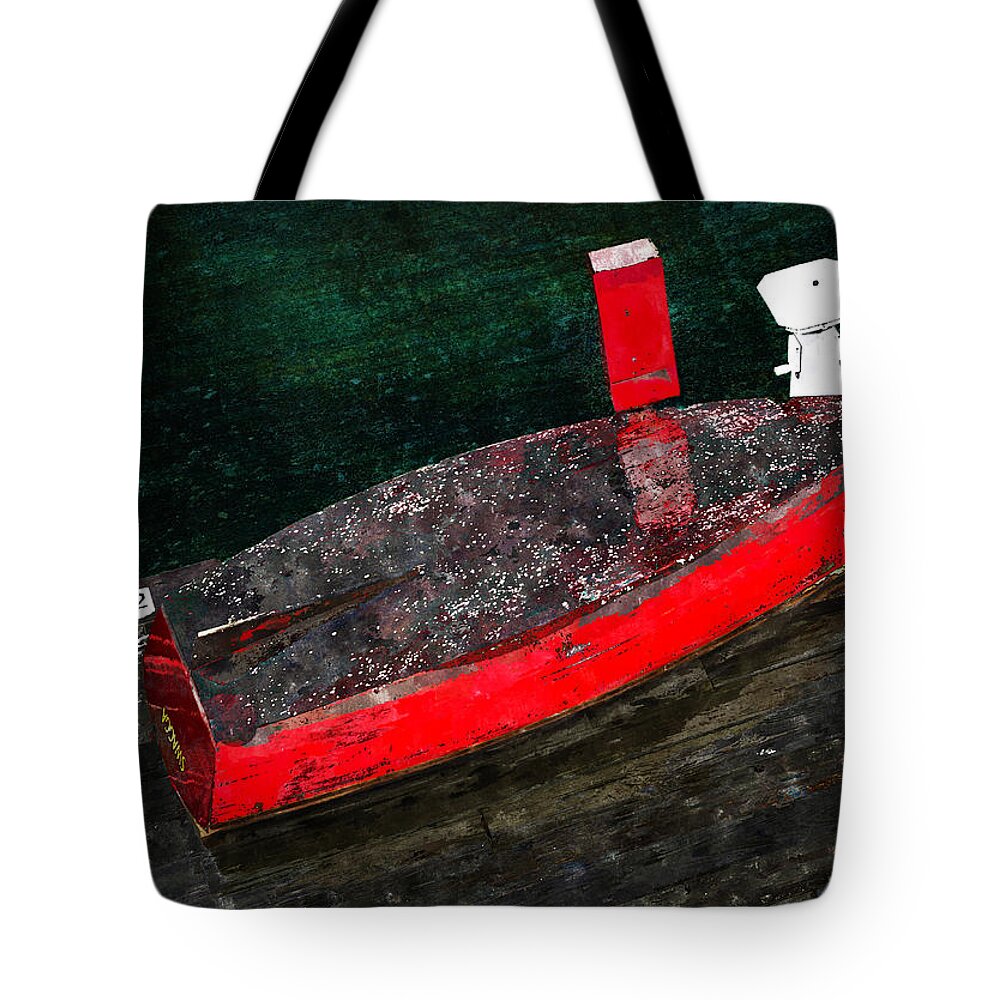 Digital Tote Bag featuring the painting Red Boat by Rick Mosher