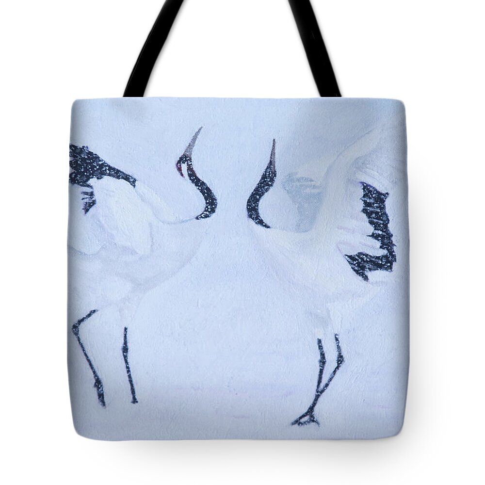 Bird Tote Bag featuring the painting Red-crowned crane Pair by Masami Iida