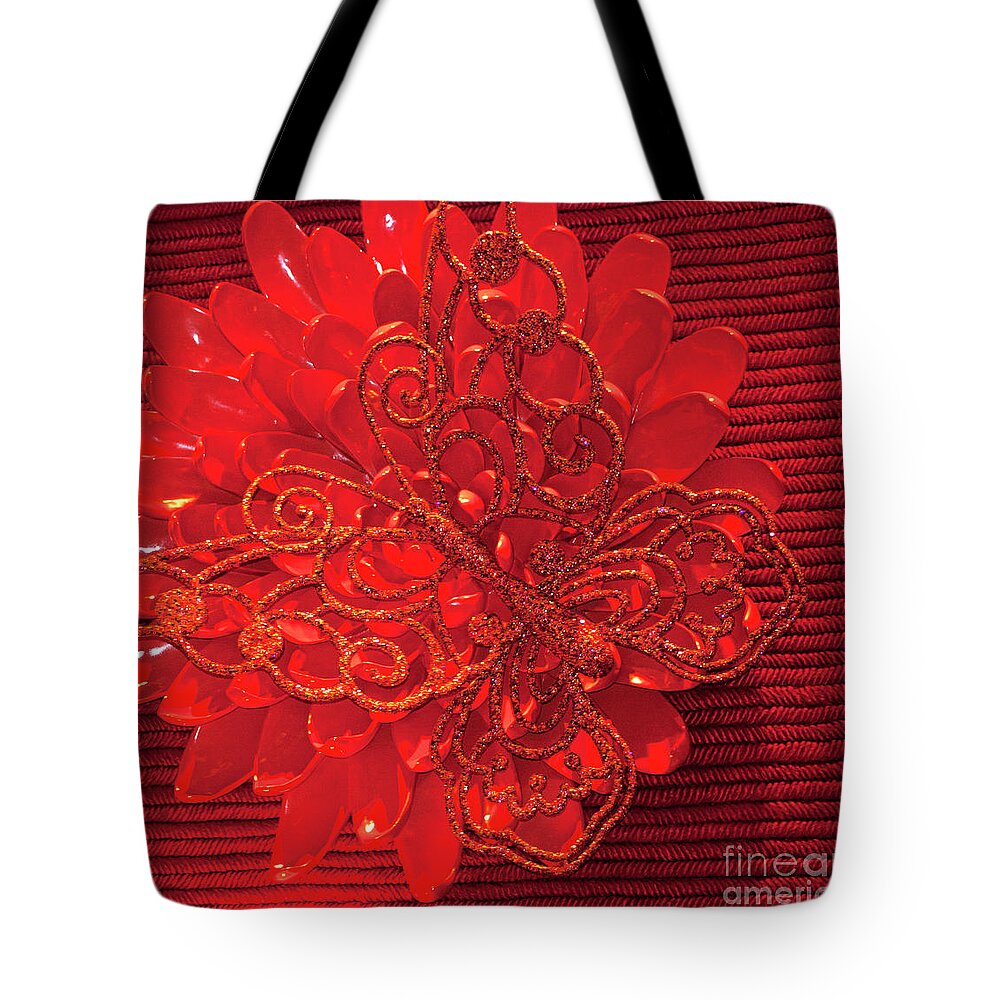 Floral Tote Bag featuring the photograph Red Floral Wall Art by Linda Phelps