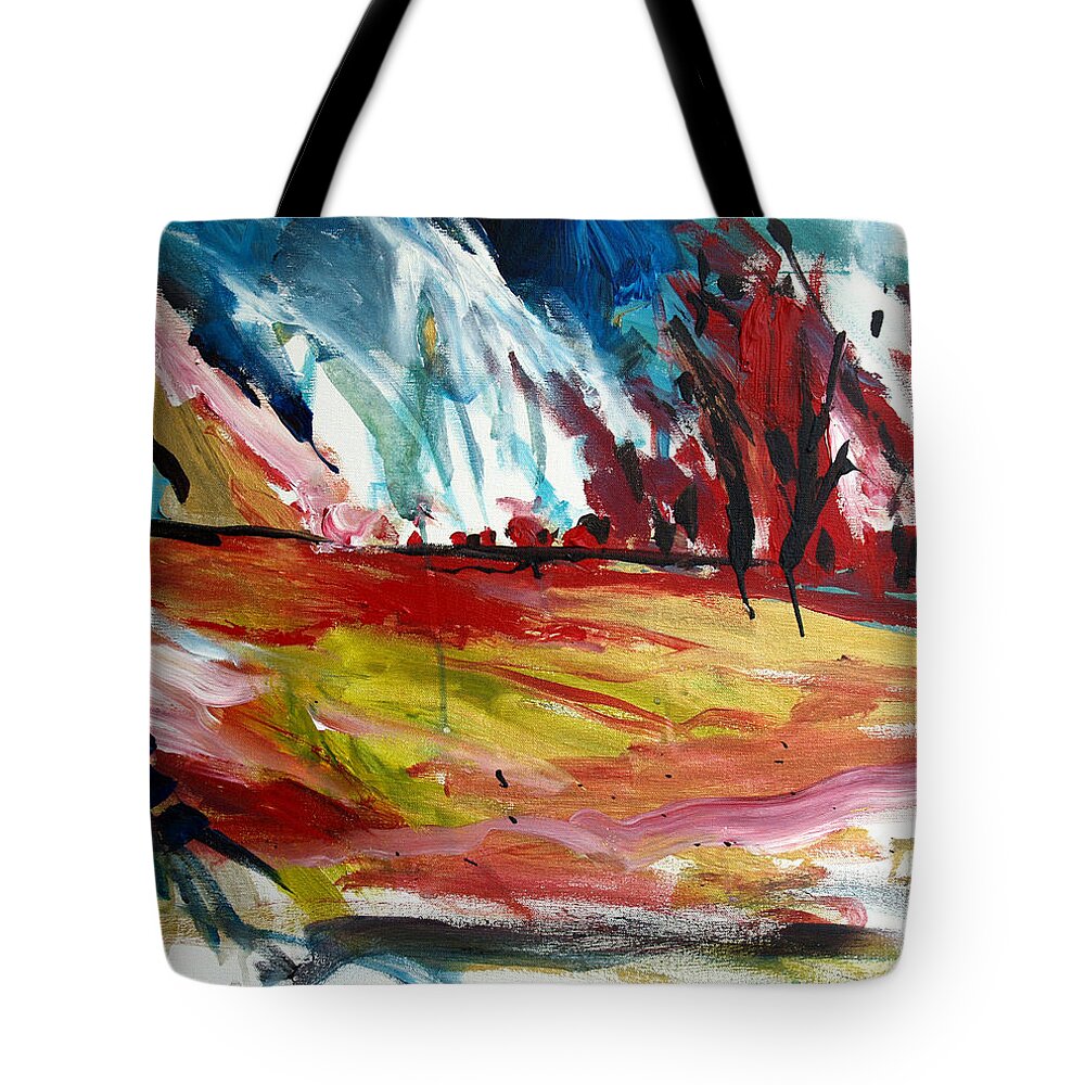  Tote Bag featuring the painting Red Forest by John Gholson