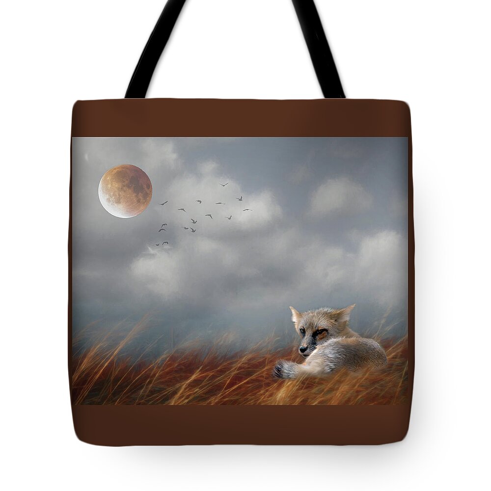 Fox Tote Bag featuring the photograph Red Fox in the Moonlight by Rebecca Cozart