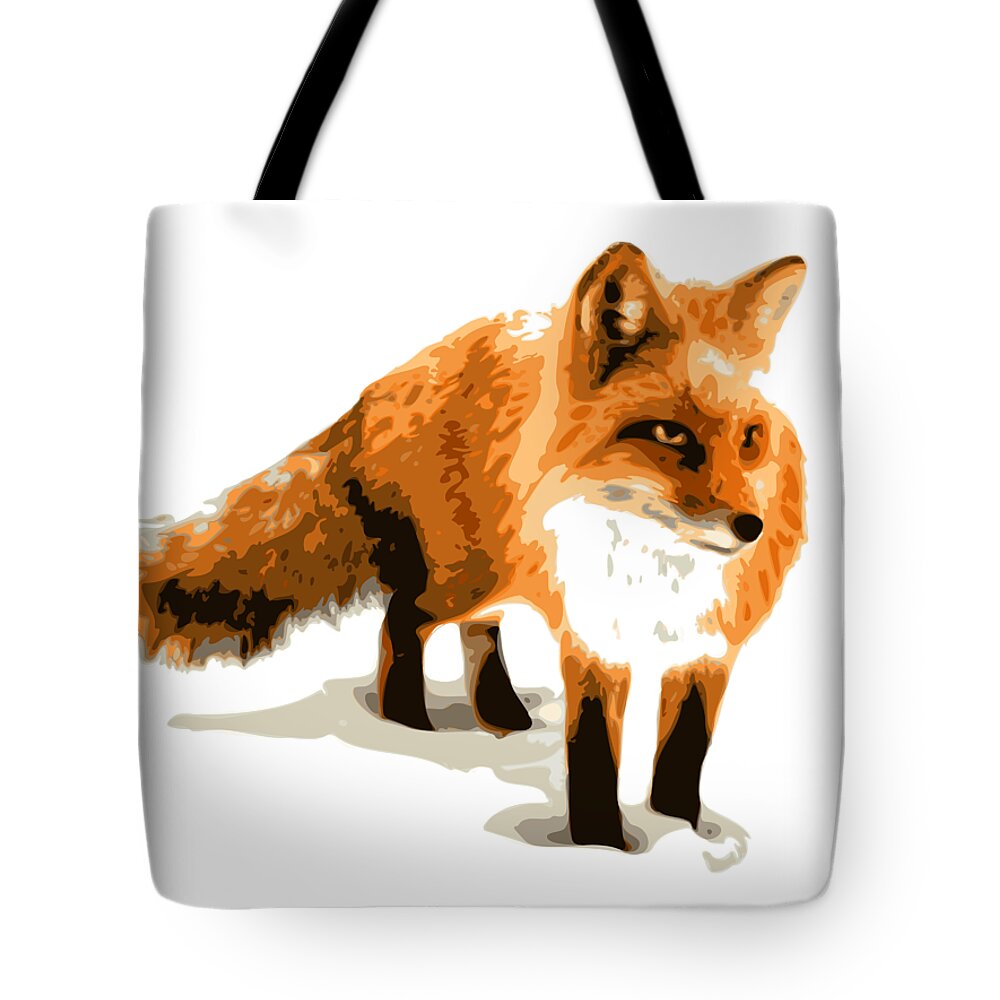 Fox Tote Bag featuring the digital art Red Fox in Winter by DB Artist