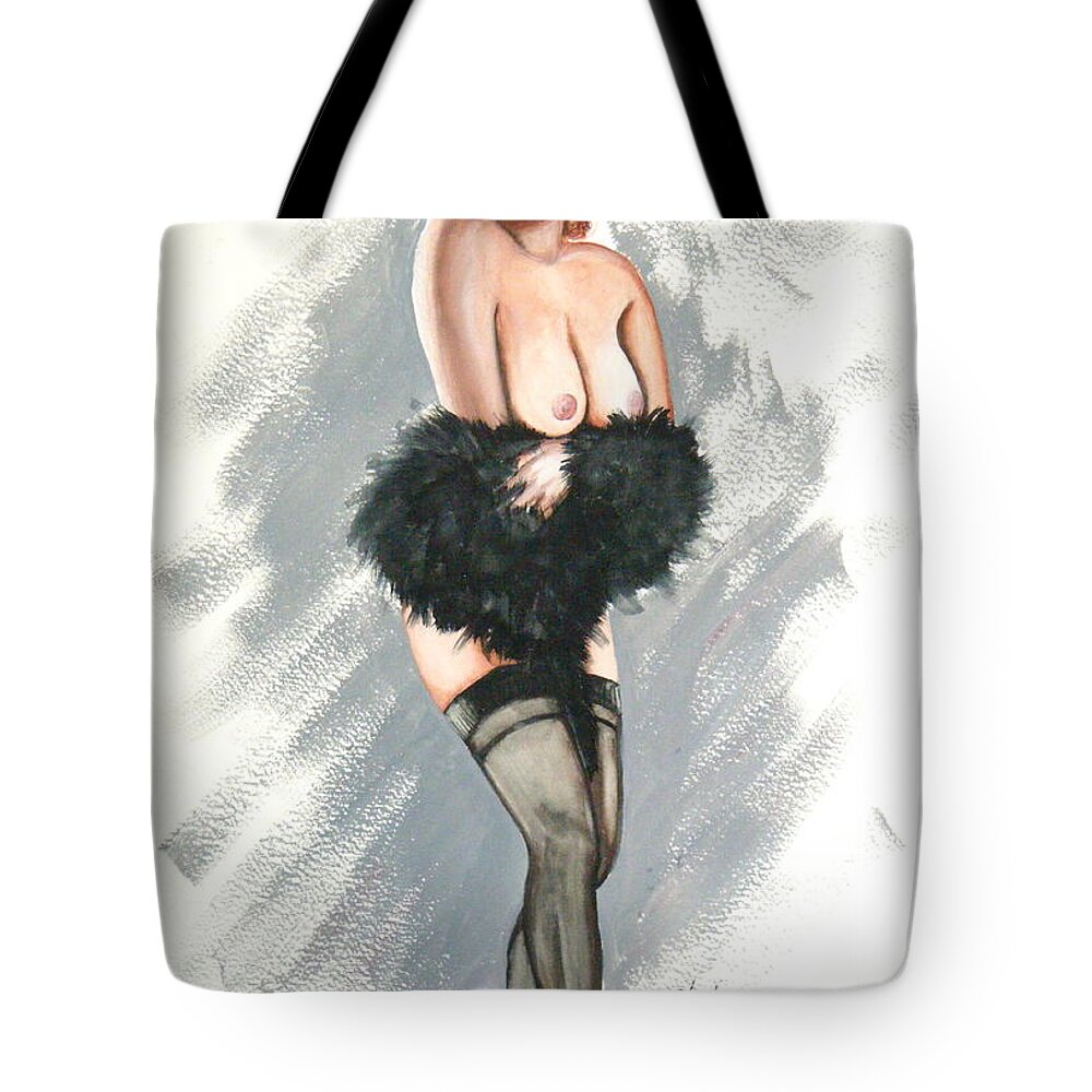 Goache Tote Bag featuring the painting Red Headed Dancer by Scarlett Royale