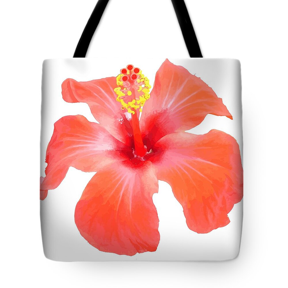Hibiscus Tote Bag featuring the digital art Red Hibiscus Vector Isolated by Taiche Acrylic Art