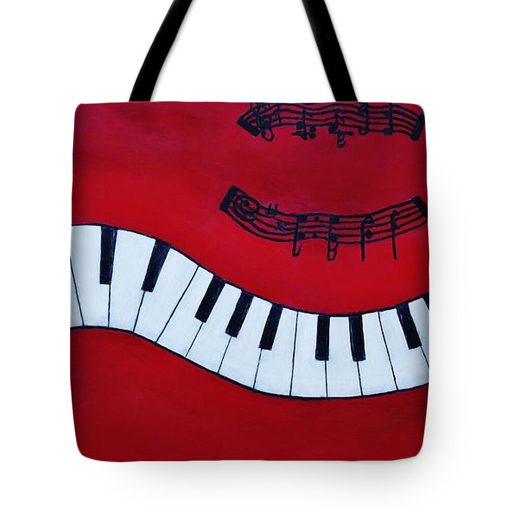 Art Tote Bag featuring the painting Red Hot And Ready To Rock by Catalina Walker