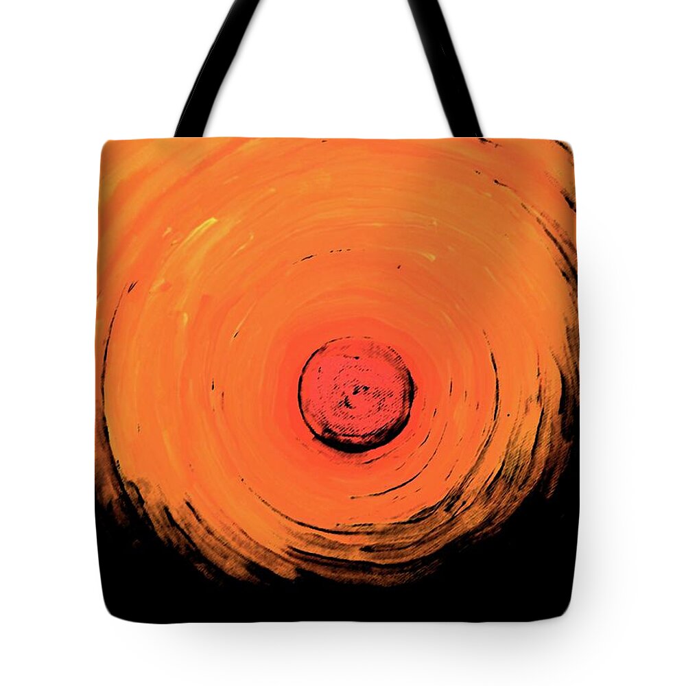 Red Tote Bag featuring the digital art Red hot black hole by Christopher Rowlands