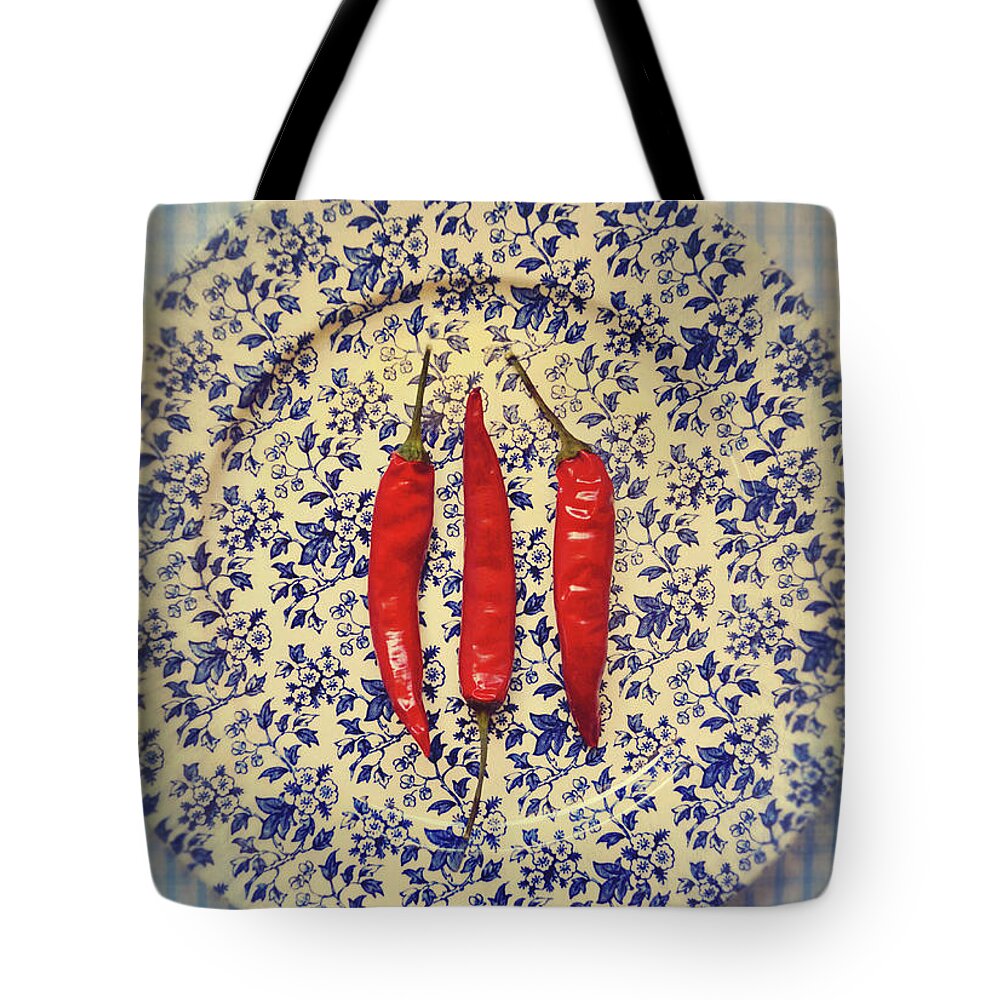 Red Tote Bag featuring the photograph Red Hot Peppers by Lyn Randle