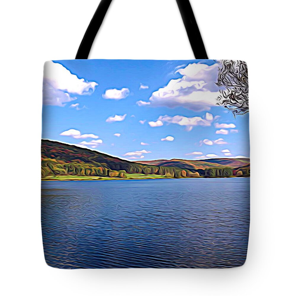 Autumn Tote Bag featuring the photograph Red House Lake Allegany State Park Expressionistic Effect by Rose Santuci-Sofranko