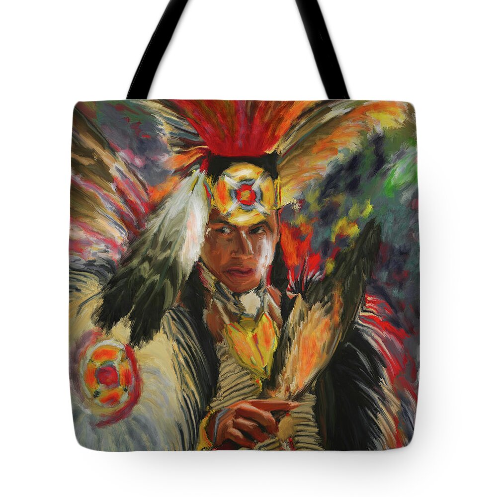 Red Indian Tote Bag featuring the painting Red Indians 244 3 by Mawra Tahreem