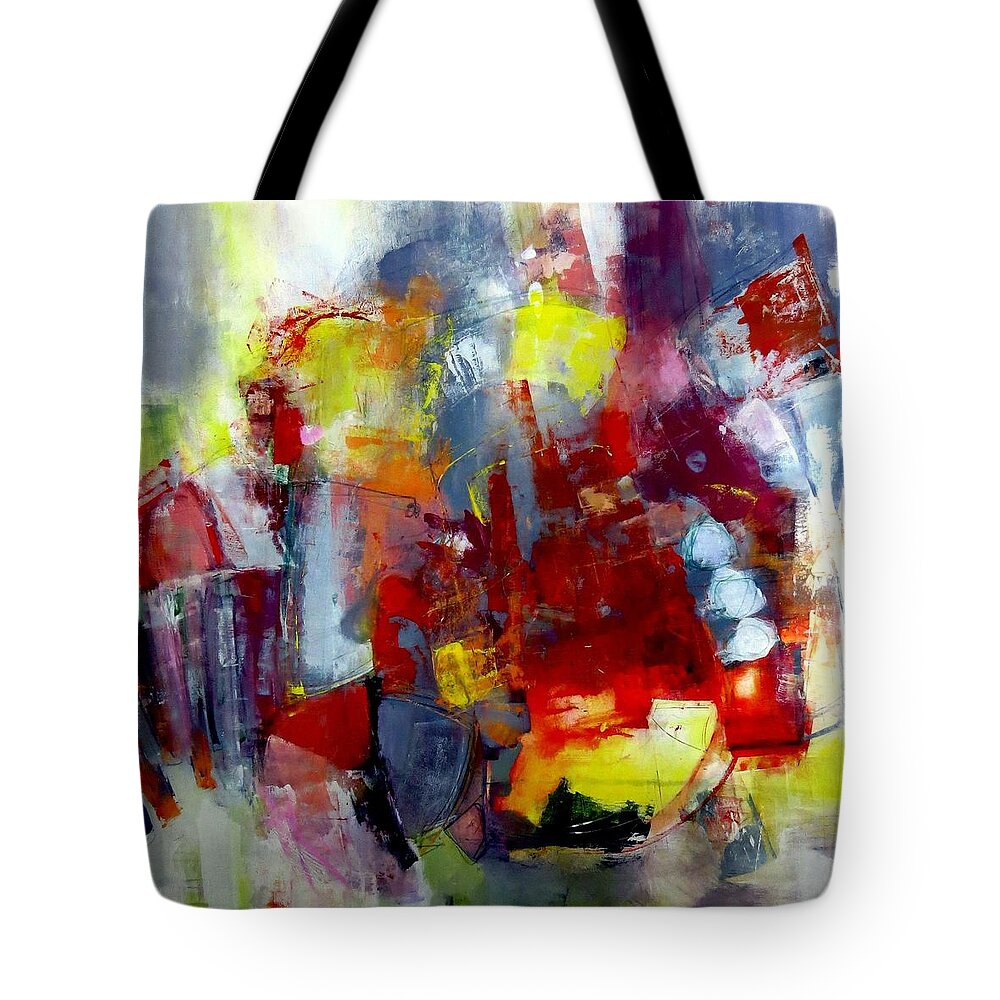 Katie Black Tote Bag featuring the painting Red light by Katie Black