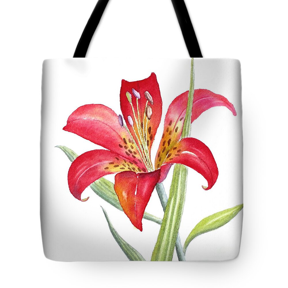 Lily Tote Bag featuring the painting Red Lily by Deborah Ronglien