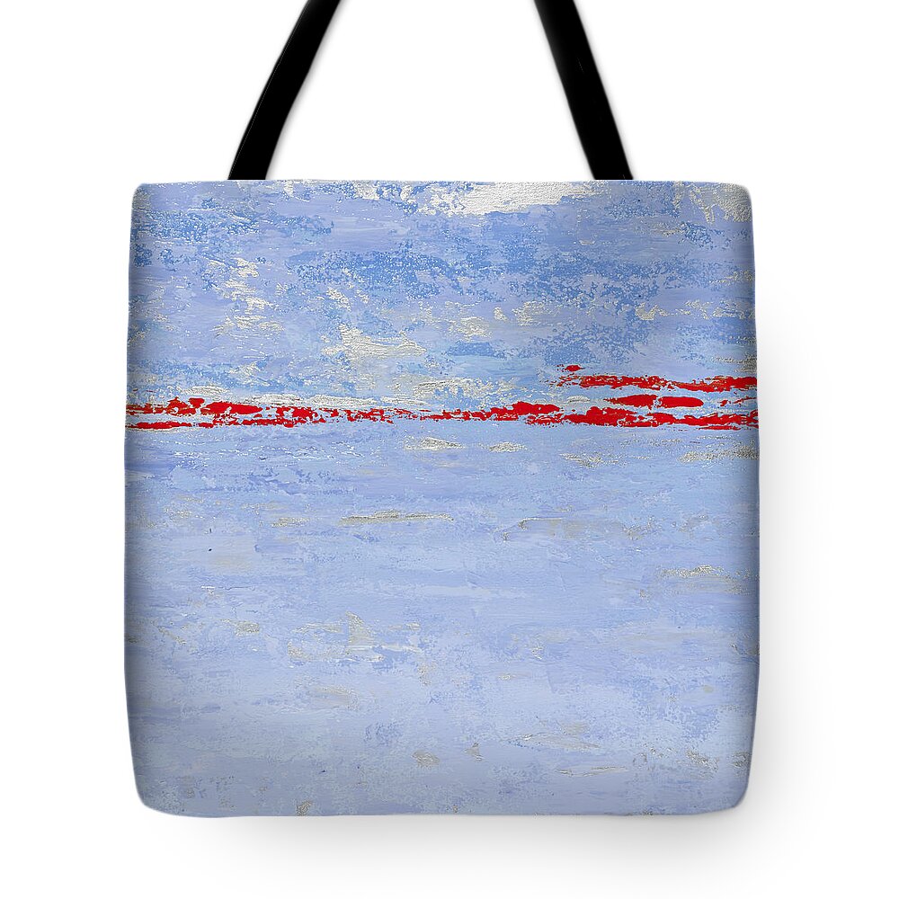 Abstract Tote Bag featuring the painting Red Line II by Tamara Nelson