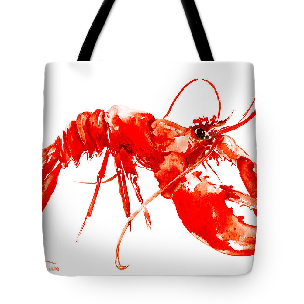 Restaurant Art Tote Bag featuring the painting Red Lobster by Suren Nersisyan
