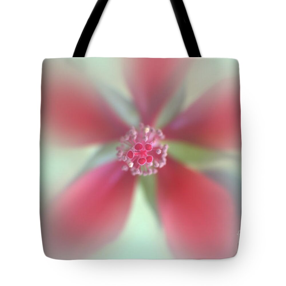 Abstract Tote Bag featuring the photograph Red Macro Floral Art by Ella Kaye Dickey