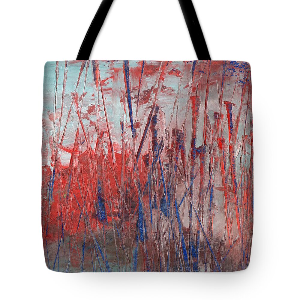 Oil Tote Bag featuring the painting Red Marsh by Marcy Brennan