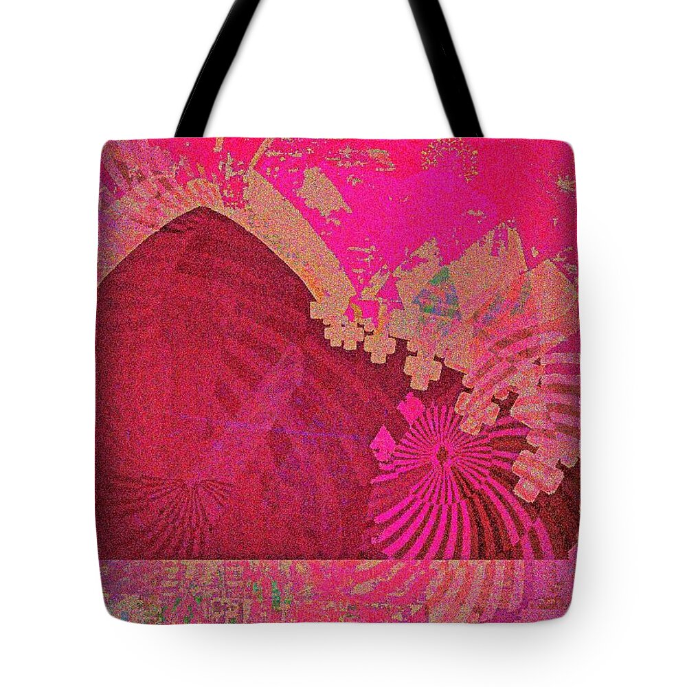 Vivid Tote Bag featuring the digital art Red Mountain by Cooky Goldblatt