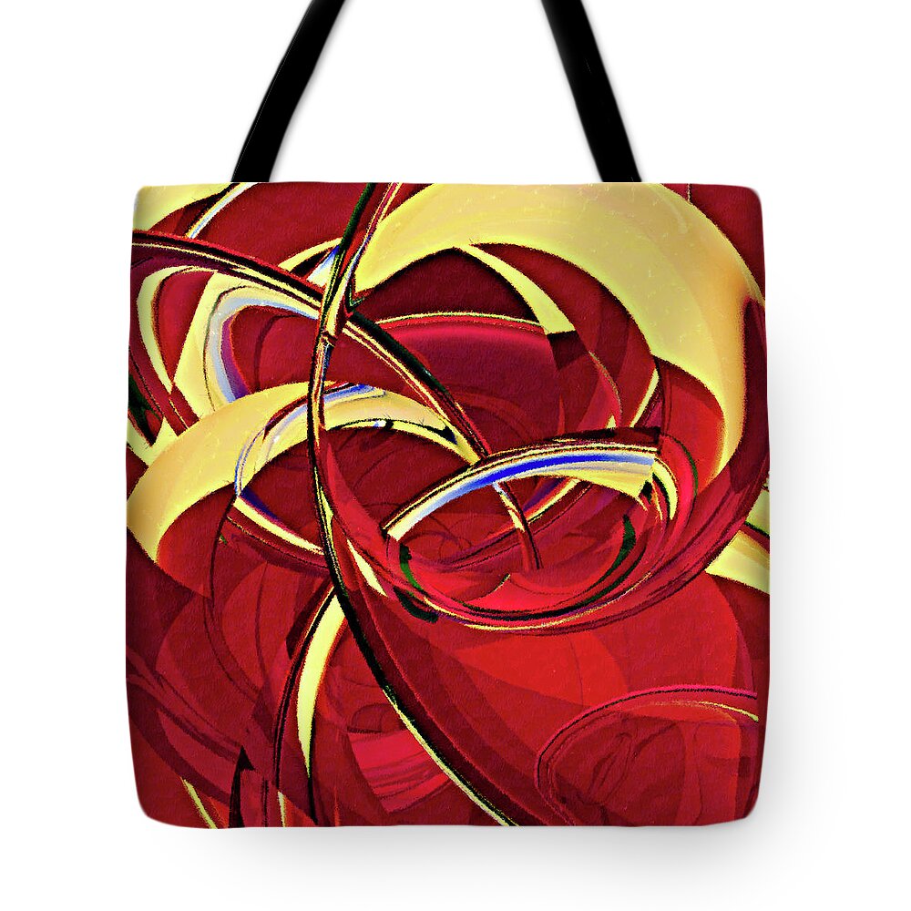 Abstract Tote Bag featuring the glass art Red n Gold by Peter J Sucy