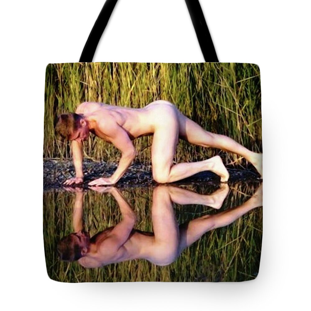 Red Tote Bag featuring the painting Red Narcissus by Troy Caperton