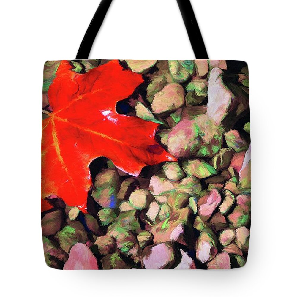 Red Tote Bag featuring the painting Red on the Rocks by Jeffrey Kolker
