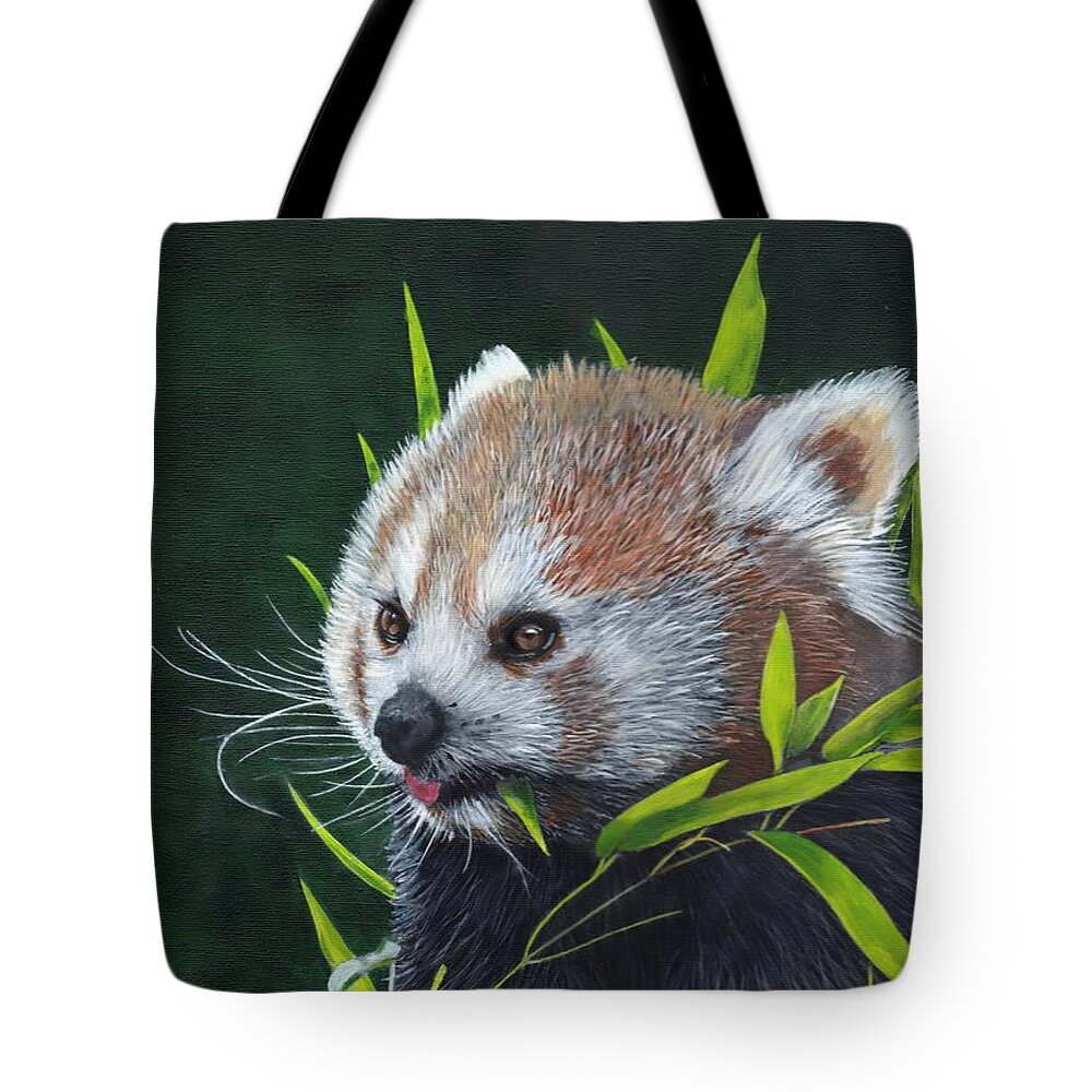 Red Panda Tote Bag featuring the painting Red Panda by John Neeve
