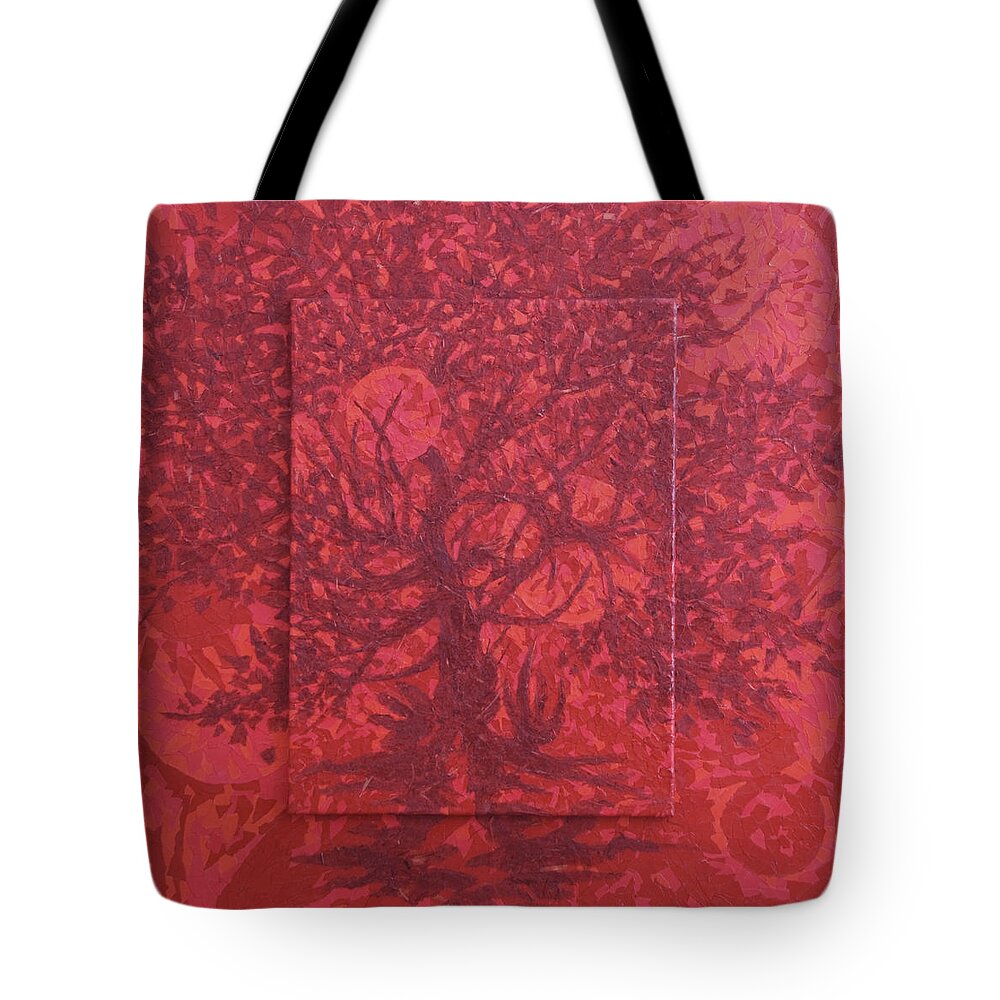 Red Tote Bag featuring the painting Red Planet by Judy Henninger