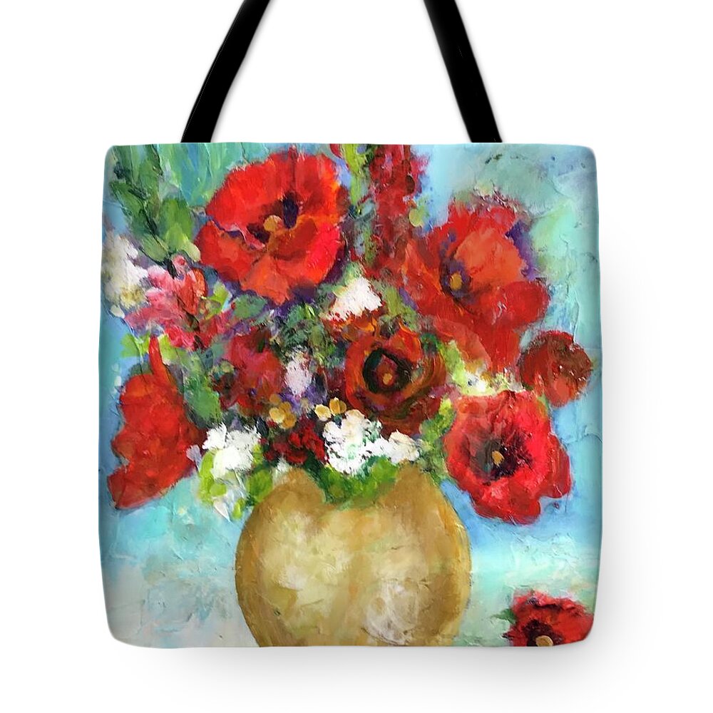 Flowers Tote Bag featuring the painting Red Poppies by Gloria Smith
