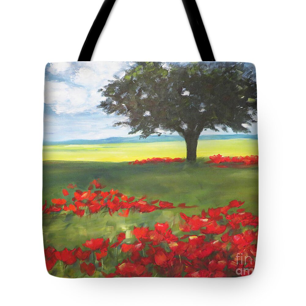 Red Poppies Tote Bag featuring the painting Red Poppies by Marsha Young