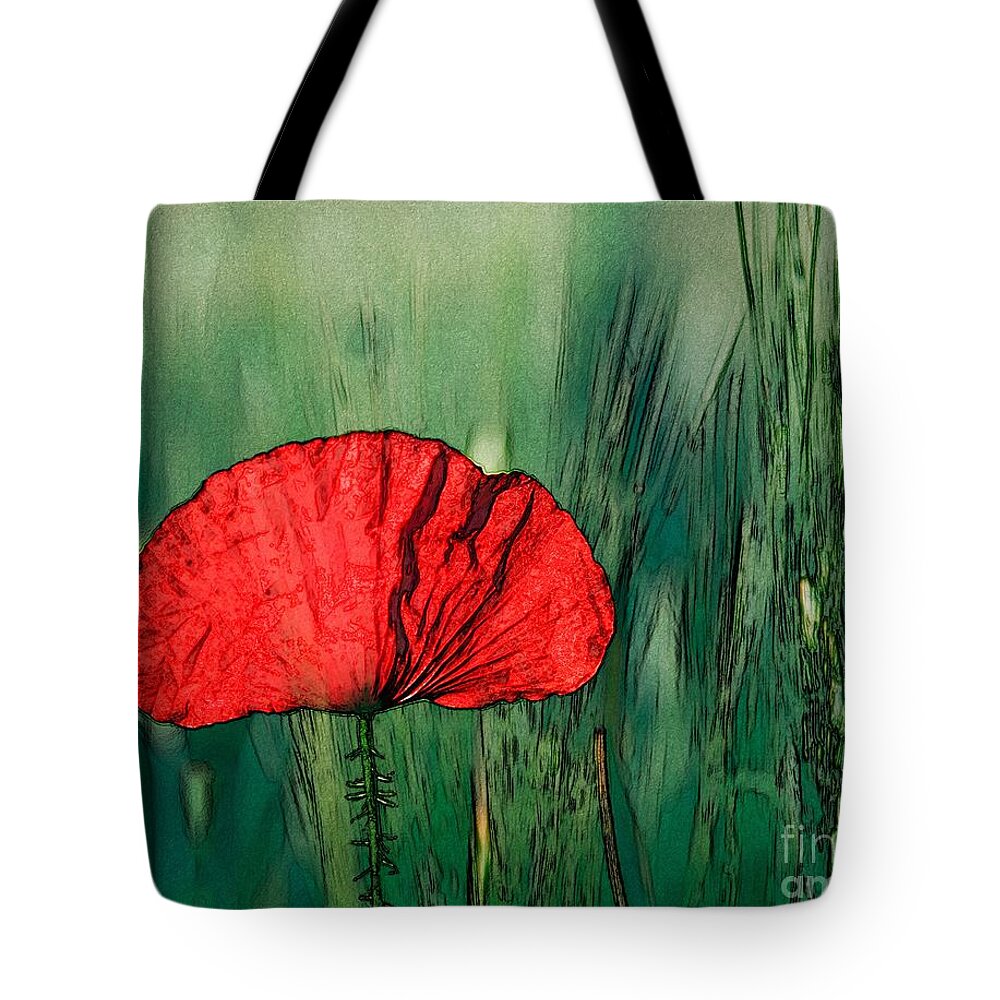 Art Tote Bag featuring the photograph Red Poppy Flower by Jean Bernard Roussilhe