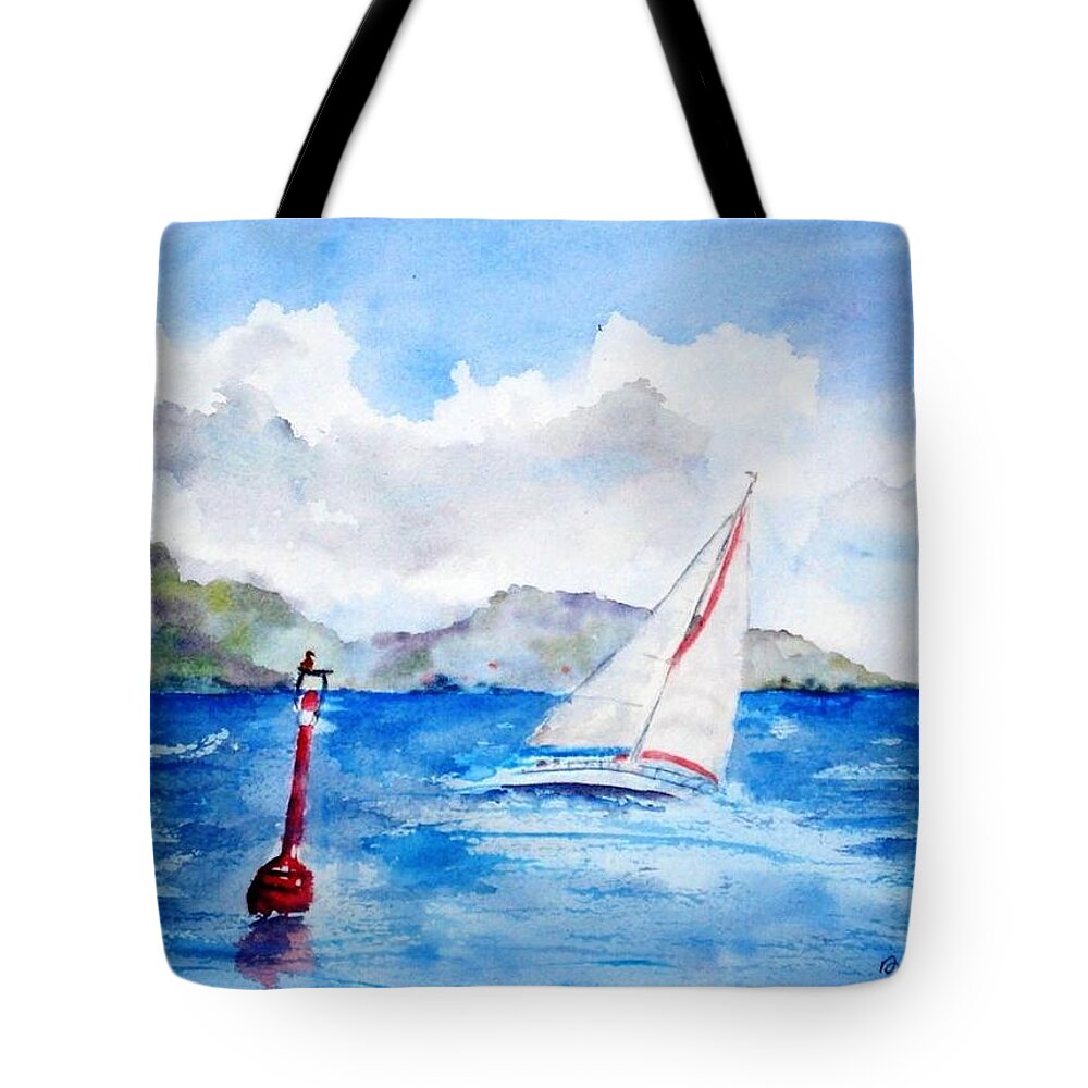 Sailing Tote Bag featuring the painting Red Right Returning by Diane Kirk