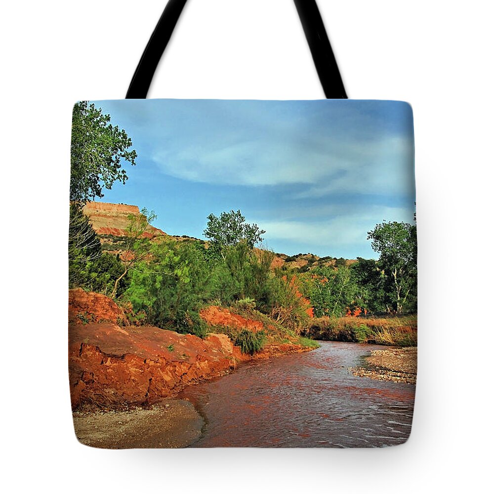 Red River Tote Bag featuring the photograph Red River by Ben Prepelka